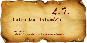 Leimetter Talamér névjegykártya